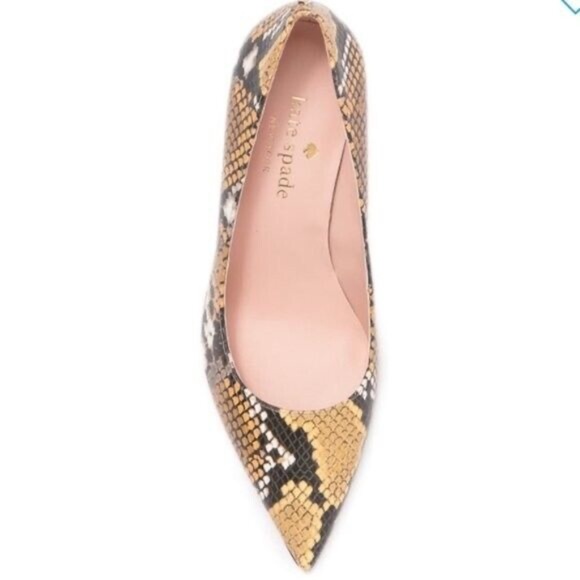 Kate Spade New York Sonia Snakeskin Embossed Leather Pointed Toe Pump 9.5 Heels - Picture 5 of 15